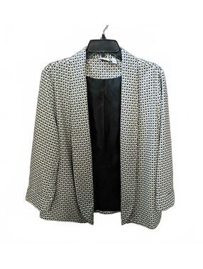 Kim Rogers Women's Geometric Patterned Open Front Blazer Jacket Size L